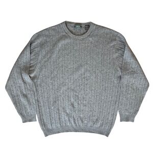 Saddles Mens Gray Cashmere Cable Knit Crewneck Sweater XL Soft Winter Layering